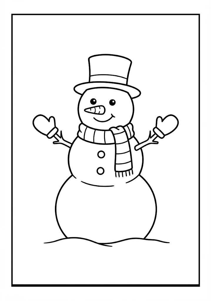 Coloriage gratuit à imprimer pour seniors : Bonhomme de neige