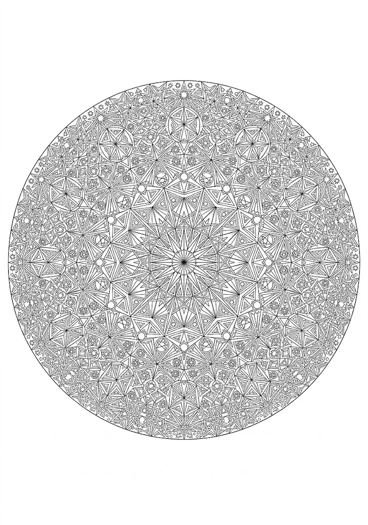 Coloriage gratuit à imprimer pour seniors : Mandala Étoile