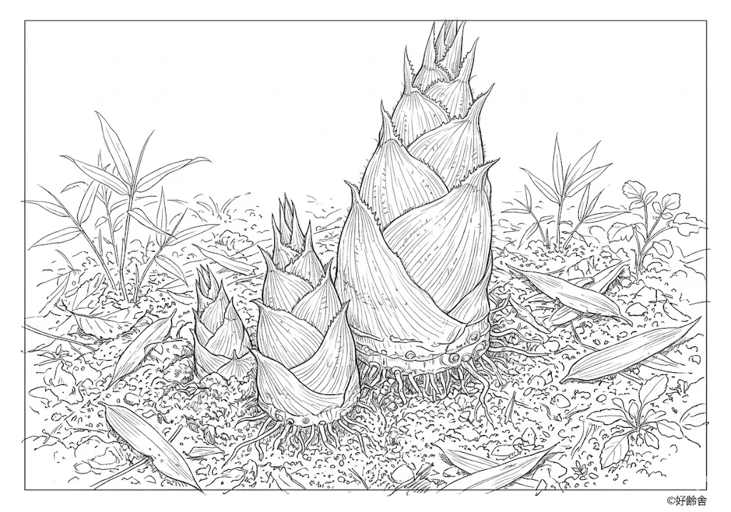 Livre de coloriage imprimable pousse de bambou pour seniors