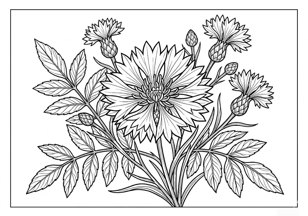 Livre de coloriage imprimable Bleuet pour seniors