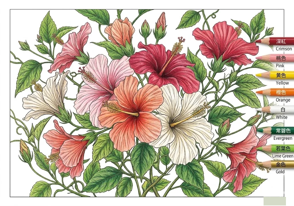 Exemple colorié du livre de coloriage Hibiscus