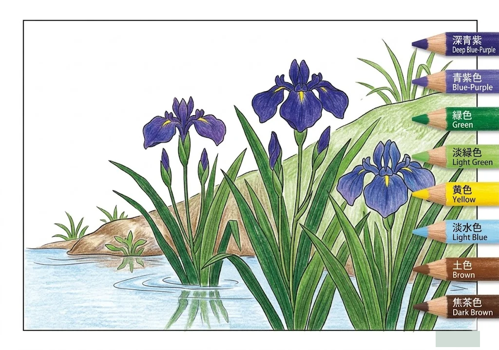 Exemple colorié du livre de coloriage Iris