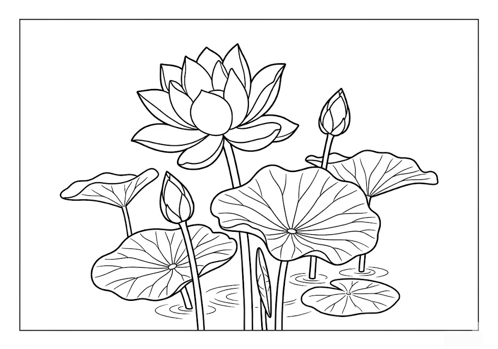 Livre de coloriage imprimable Lotus pour seniors