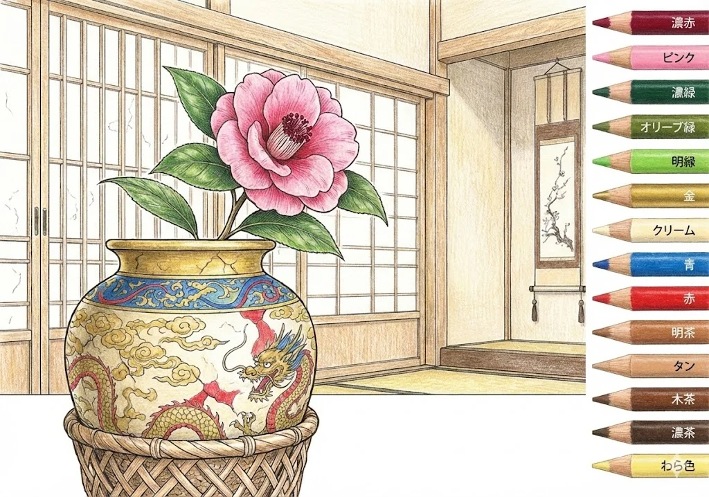 Exemple colorié du livre de coloriage Camélia