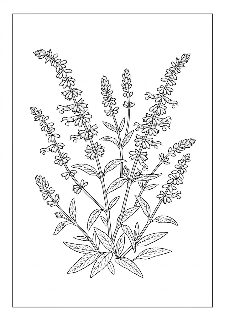 Livre de coloriage imprimable Sauge veloutée pour seniors