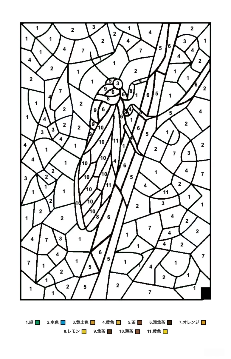 Coloriage casse-tête imprimable Cicada pour seniors