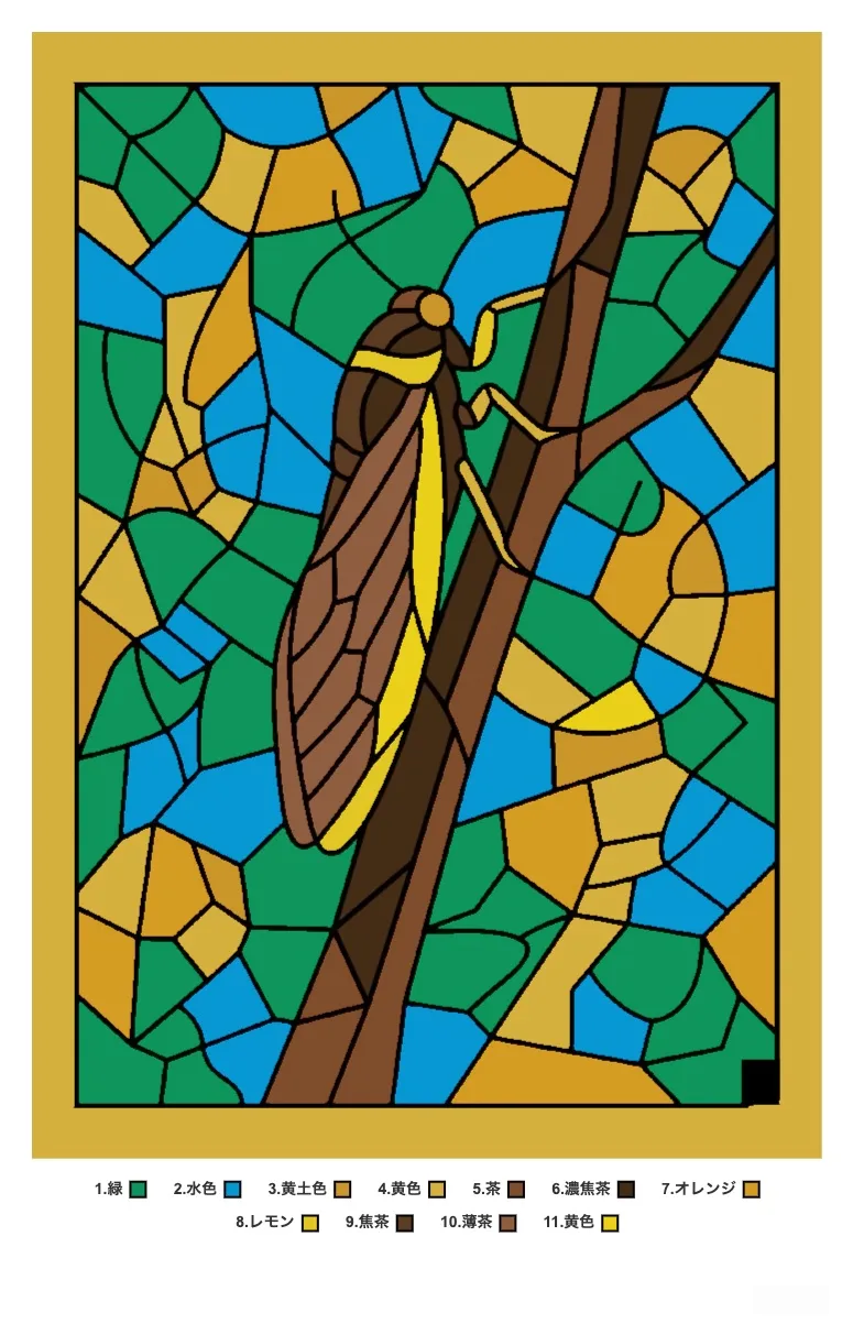 Exemple colorié du casse-tête Cicada