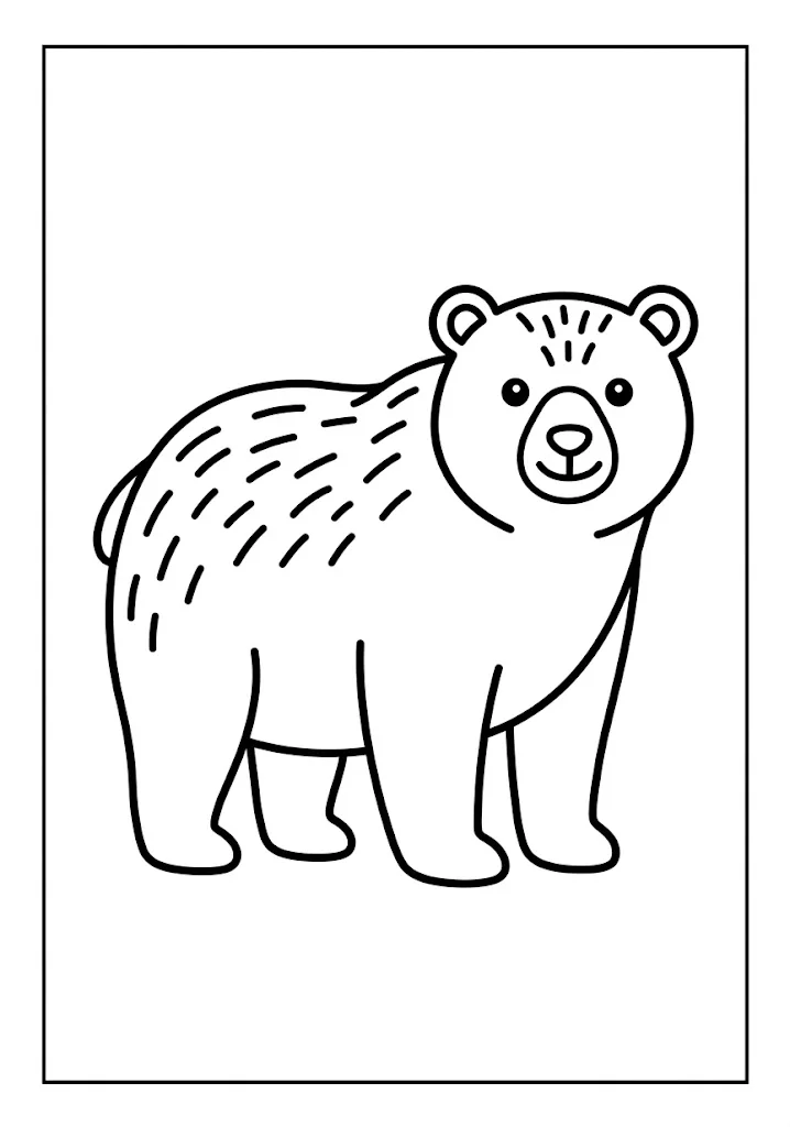 Ausmalbild für Senioren: Bär — zum Ausdrucken