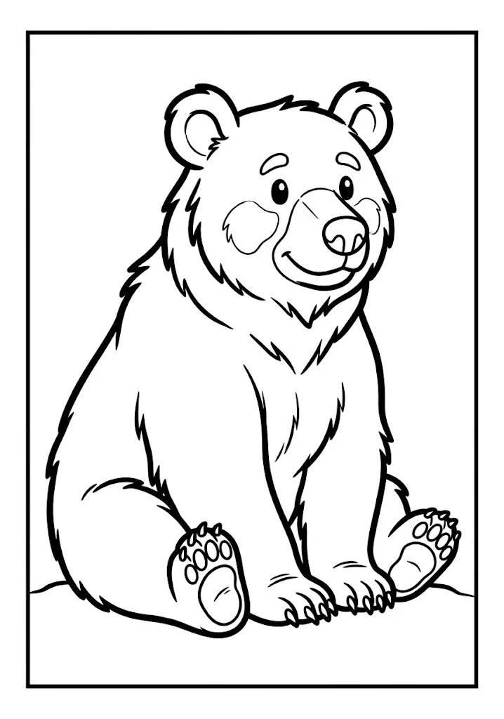 Ausmalbild für Senioren: Bär — zum Ausdrucken