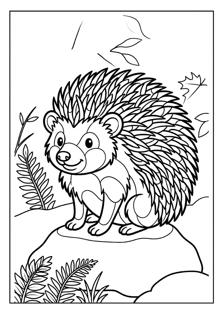 Ausmalbild für Senioren: Igel — zum Ausdrucken