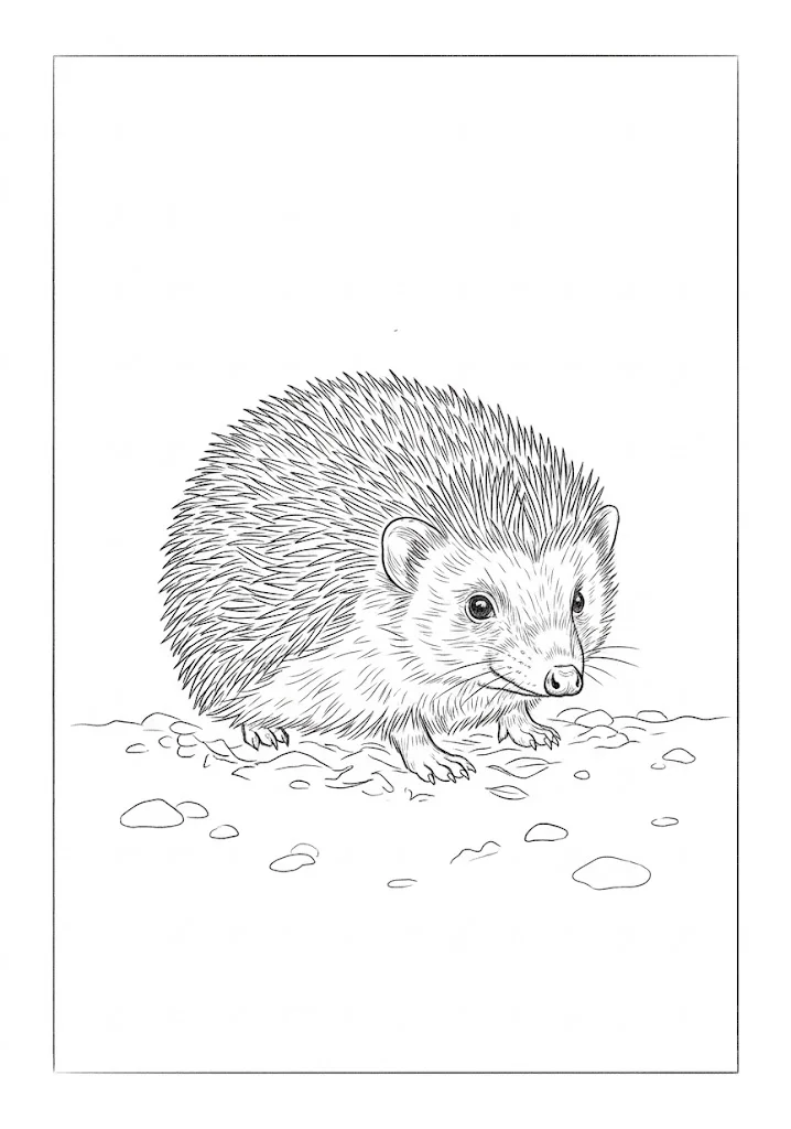Ausmalbild für Senioren: Igel — zum Ausdrucken
