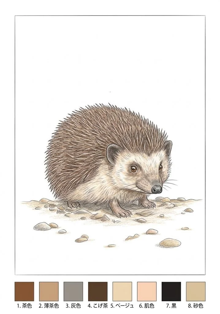 Ausmalbild für Senioren: Igel — Beispiel in Farbe