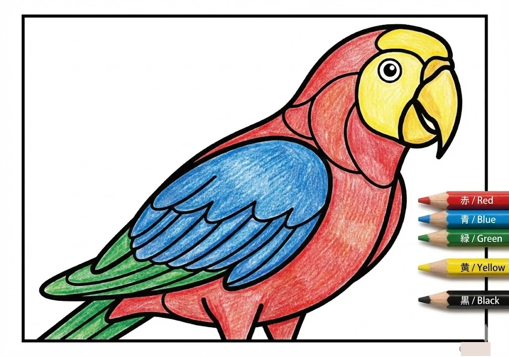 Papagei — ausgemalt