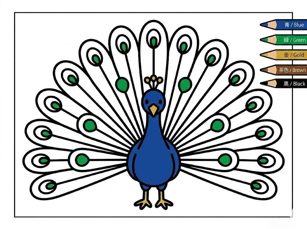 Pfau — ausgemalt