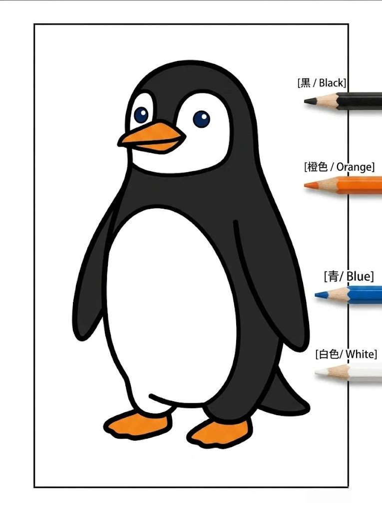 Pinguin — ausgemalt