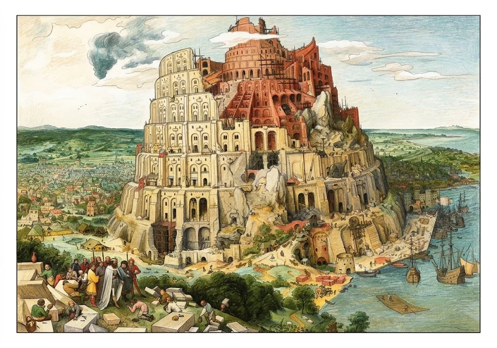 Der Turmbau zu Babel — Beispiel in Farbe