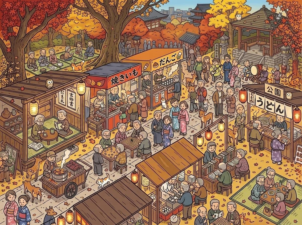 Free Picture Puzzle: Autumn City Park & Community Plaza
