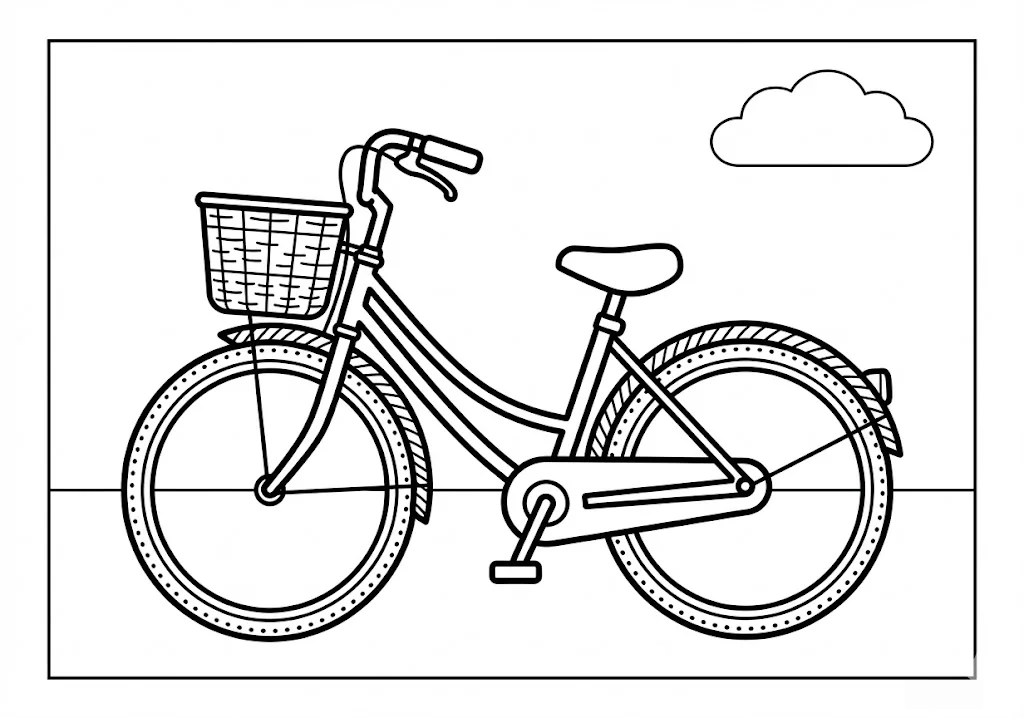 Kostenloses Ausmalbild für Senioren: Fahrrad