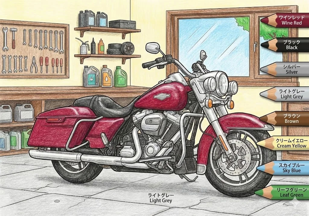 Farbiges Beispiel: Motorrad