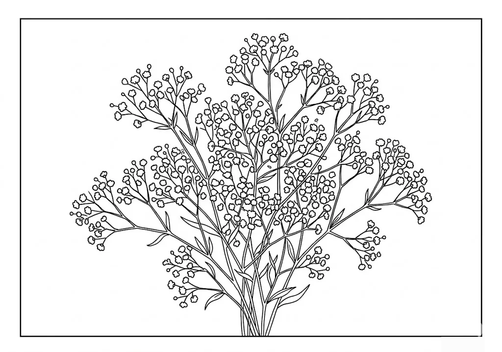 Schleierkraut — Ausmalbild zum Ausdrucken für Senioren