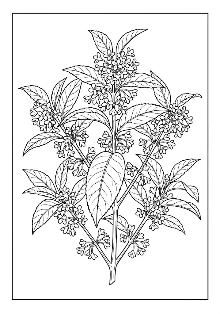Duftblüte — Ausmalbild zum Ausdrucken für Senioren