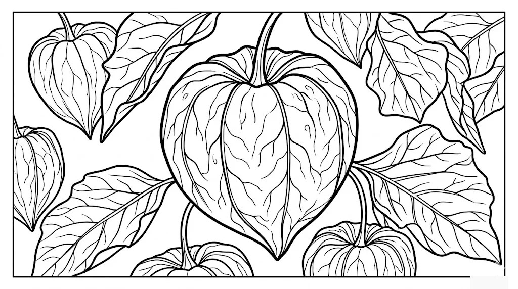 Lampionblume — Ausmalbild zum Ausdrucken für Senioren