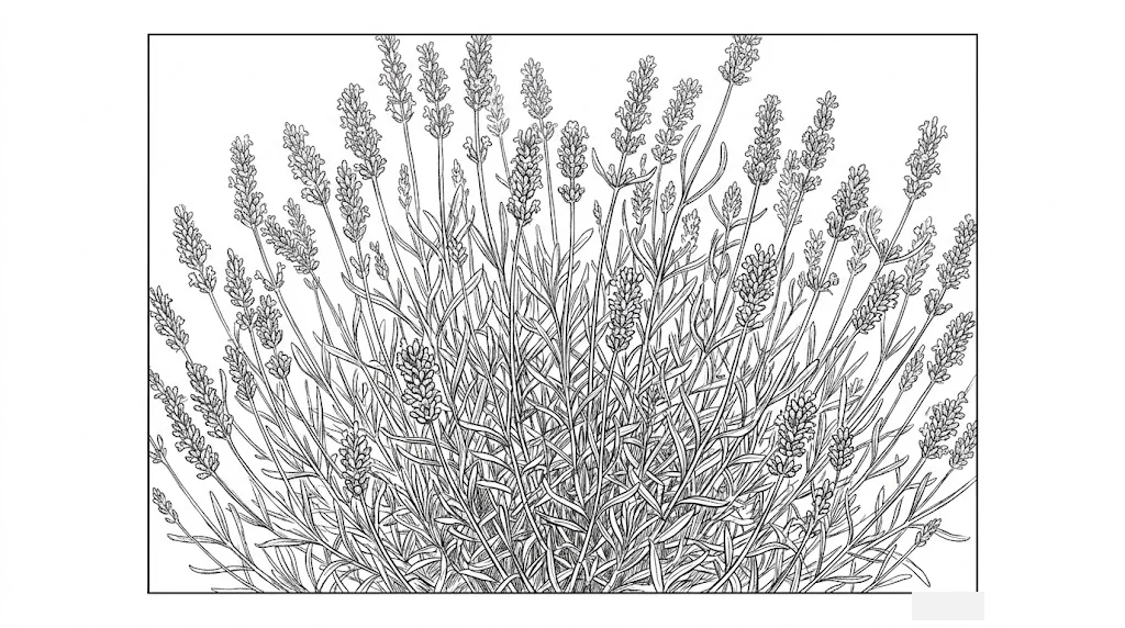 Lavendel — Ausmalbild zum Ausdrucken für Senioren