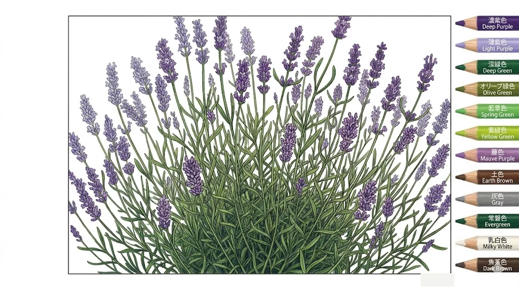 Lavendel — Beispiel für das fertig ausgemalte Bild