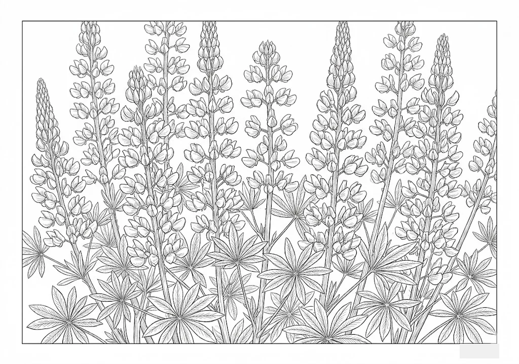 Lupine — Ausmalbild zum Ausdrucken für Senioren