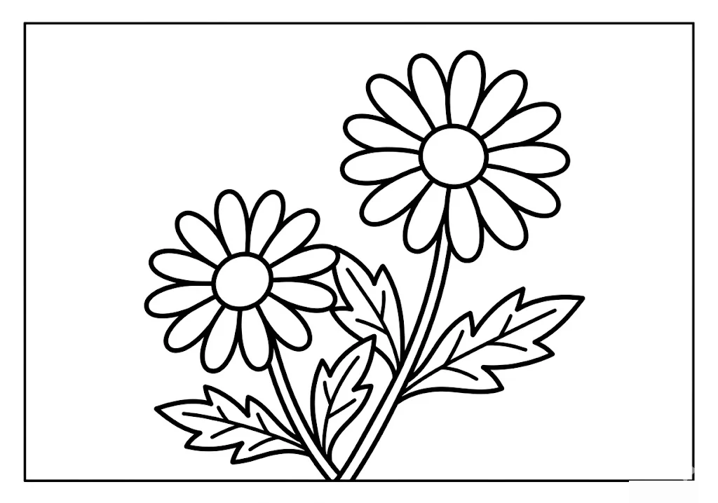 Margerite — Ausmalbild zum Ausdrucken für Senioren