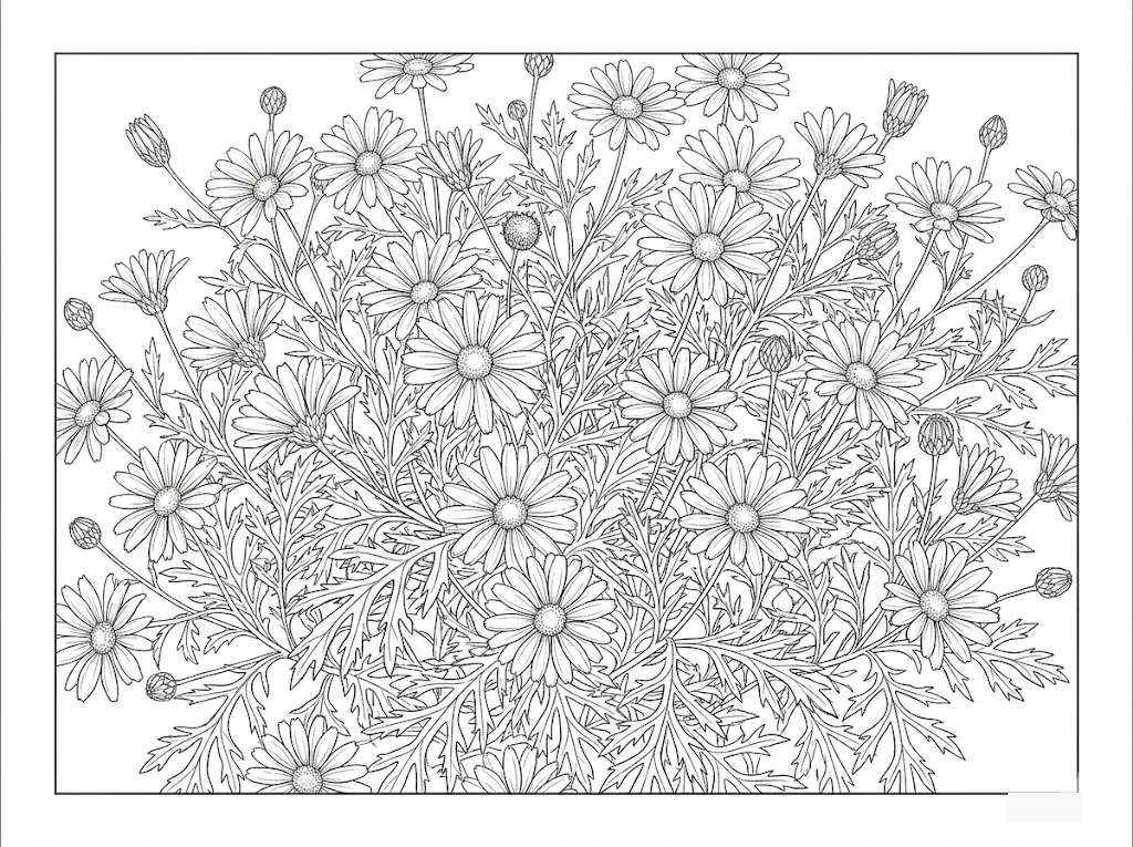 Margerite — Ausmalbild zum Ausdrucken für Senioren