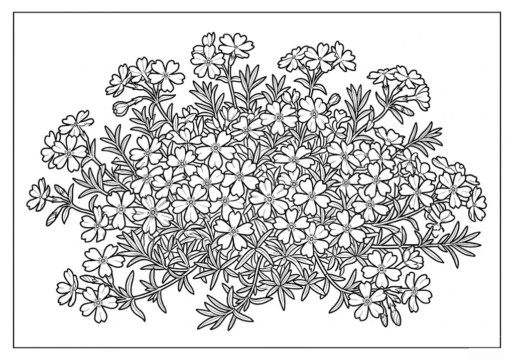 Polsterphlox — Ausmalbild zum Ausdrucken für Senioren