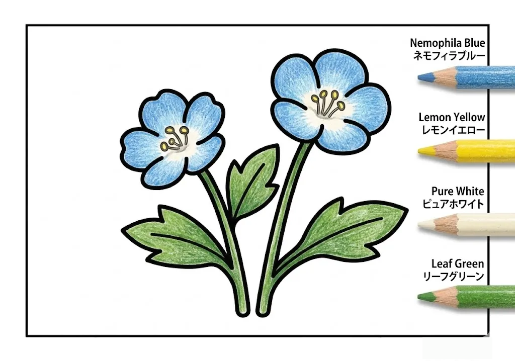 Hainblume — Beispiel für das fertig ausgemalte Bild