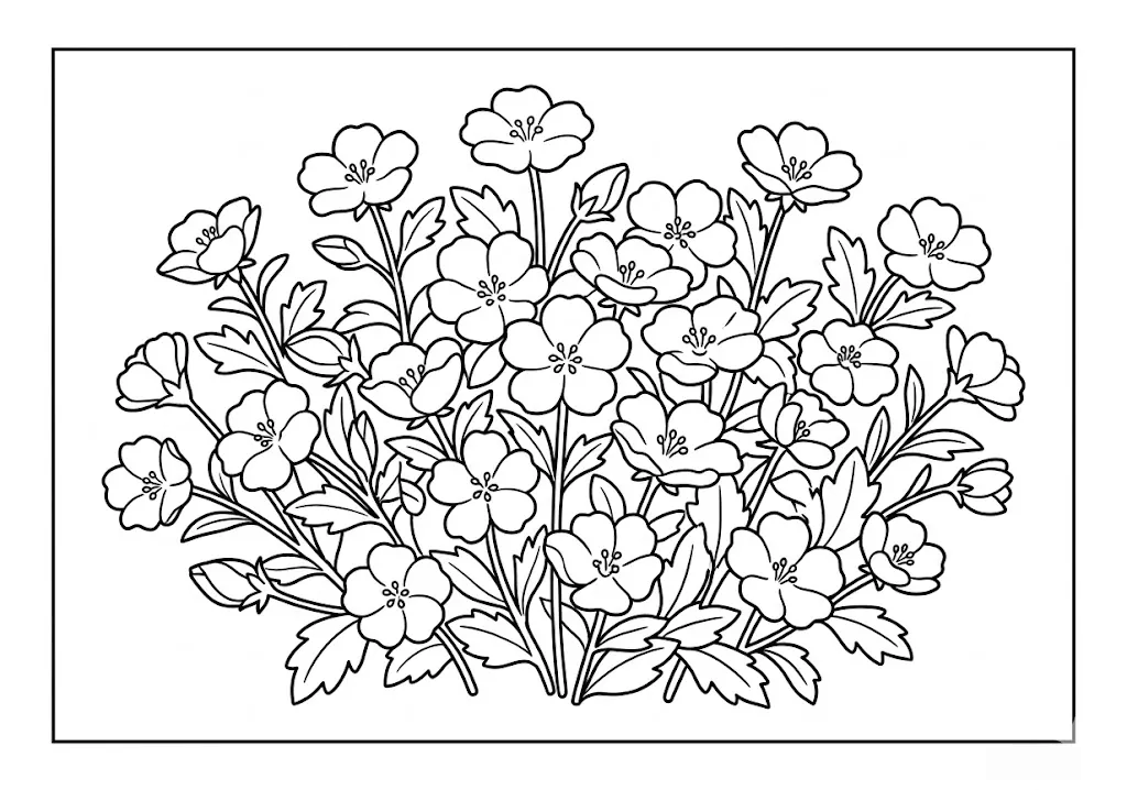 Hainblume — Ausmalbild zum Ausdrucken für Senioren
