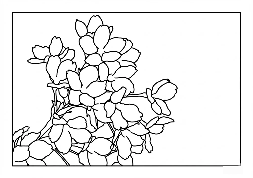 Printable Kirschblüten — Ausmalbild for seniors