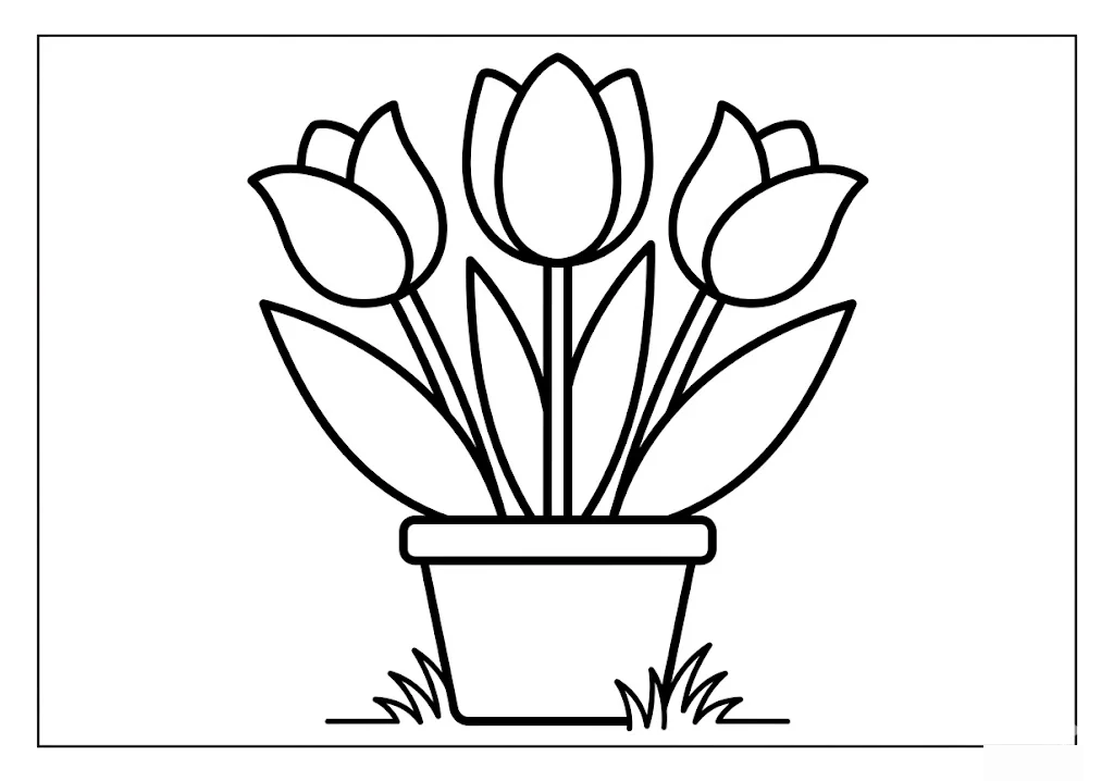 Tulpe (2) — Ausmalbild zum Ausdrucken für Senioren