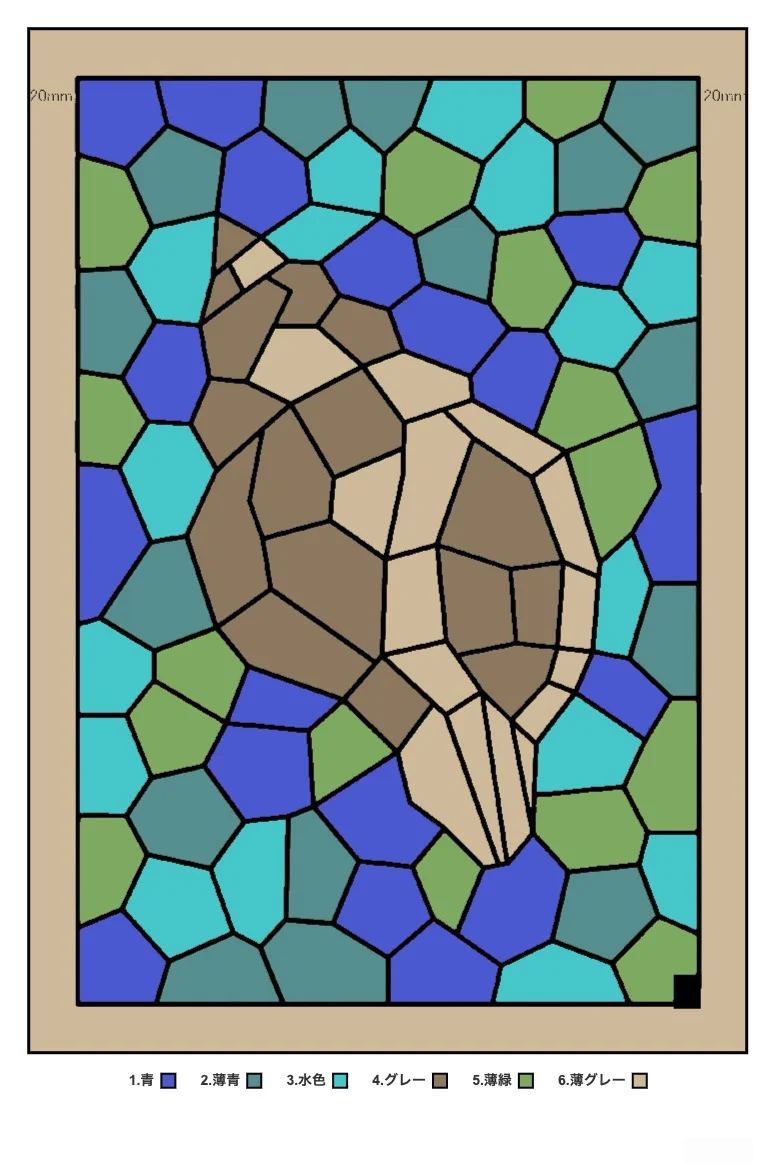 Meeresschnecke — Rätsel-Ausmalbild, Beispiel in Farbe