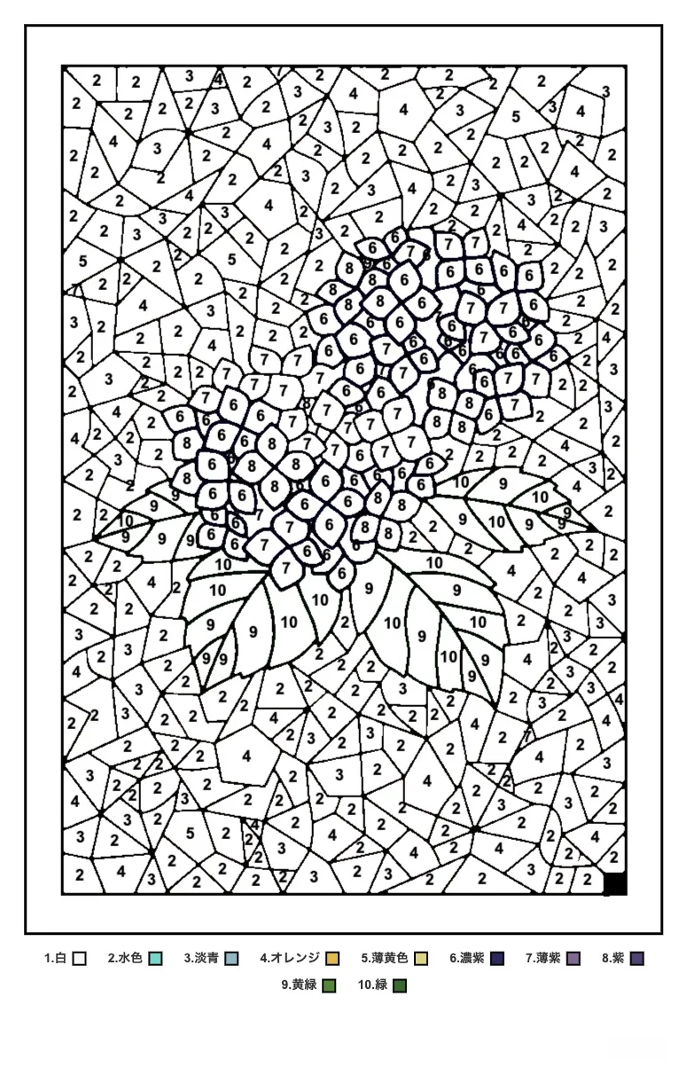 Printable Hortensie puzzle coloring page for seniors