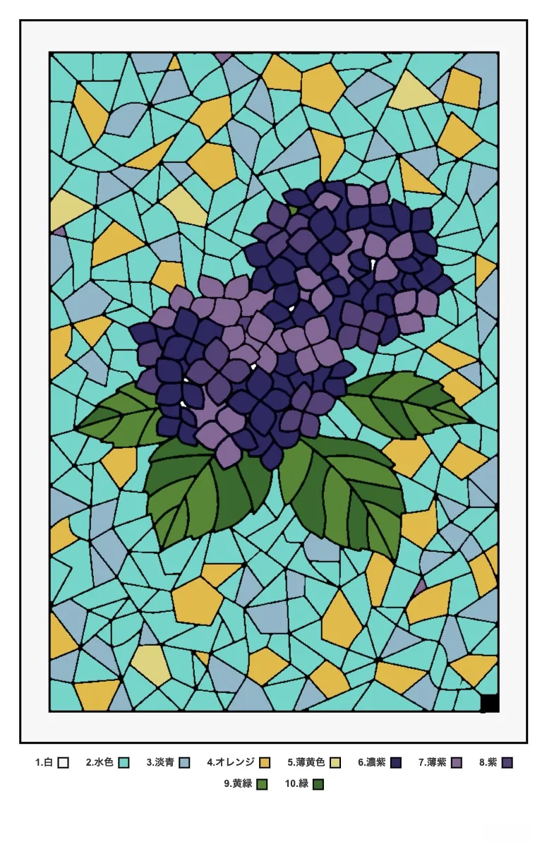 Colored Hortensie puzzle coloring example
