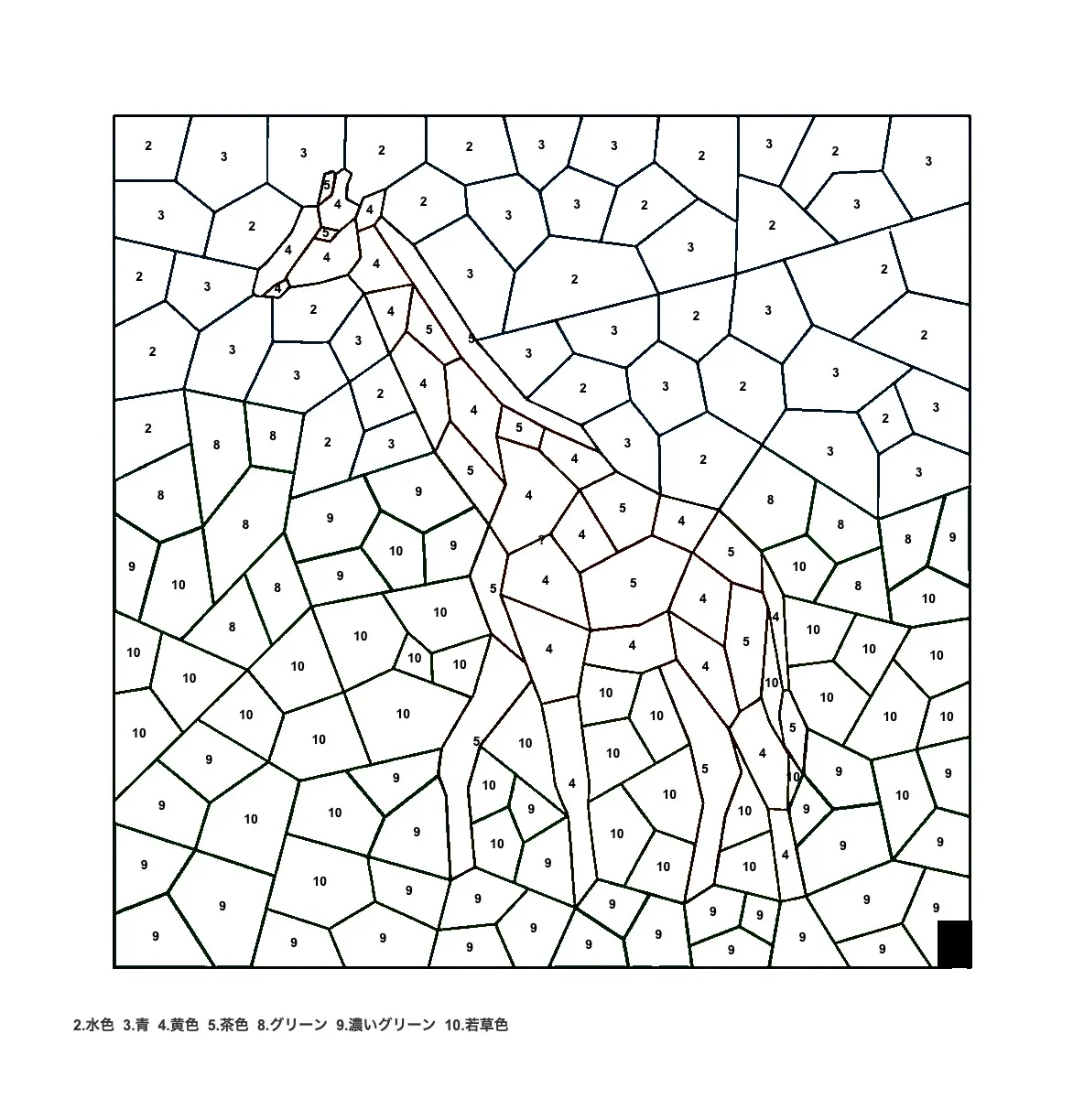 Giraffe — Rätsel-Ausmalbild zum Ausdrucken für Senioren