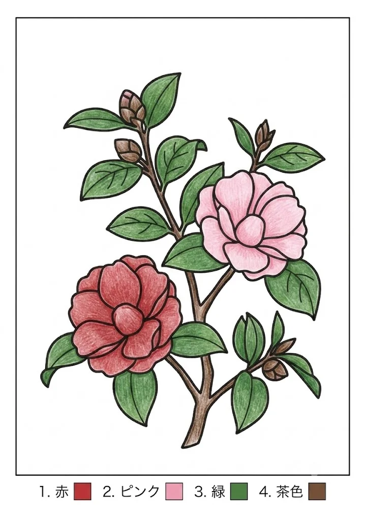 Herbstkamelie — ausgemalt