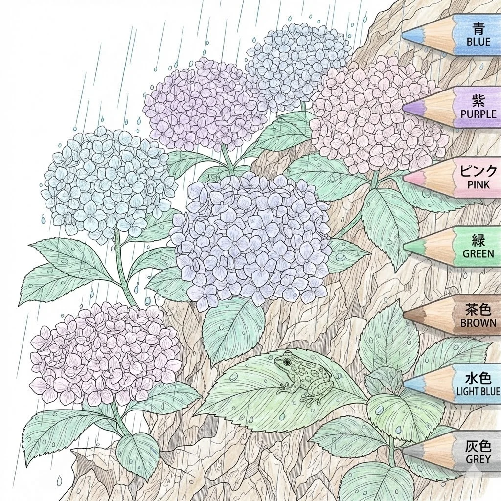 Contoh mewarnai Mewarnai Hydrangea (4) gratis untuk manula