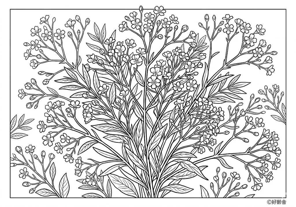 Halaman mewarnai Mewarnai Gypsophila (2) gratis untuk manula untuk manula