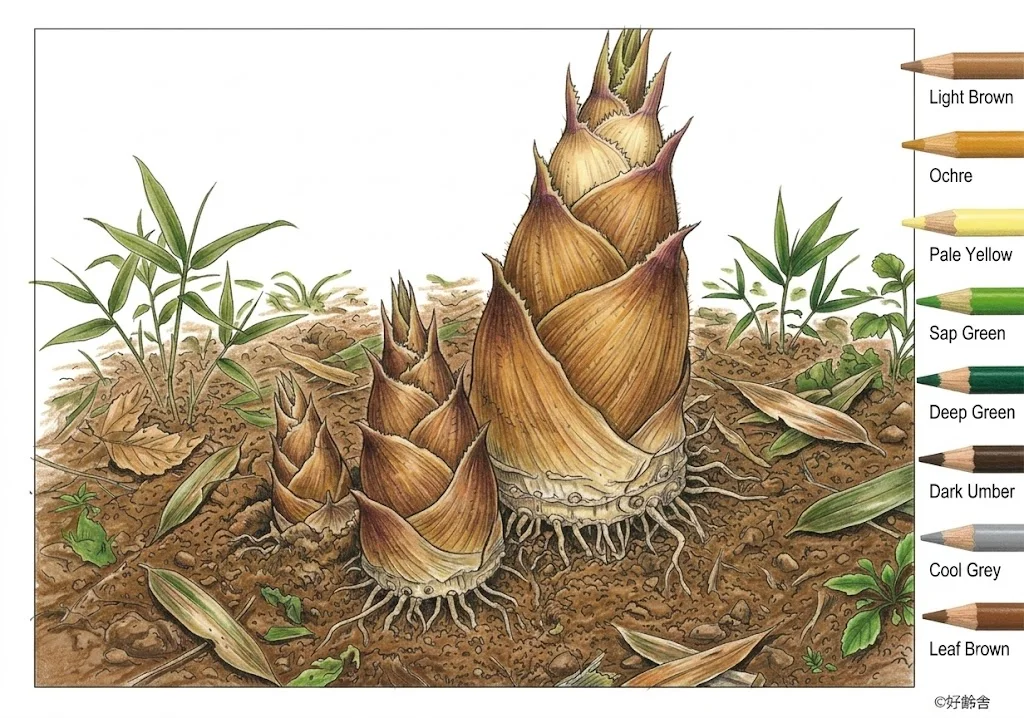 Contoh mewarnai Mewarnai Rebung (4) gratis untuk manula