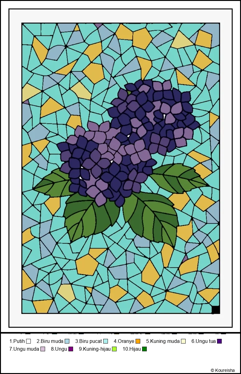 Contoh mewarnai Bunga Hortensia