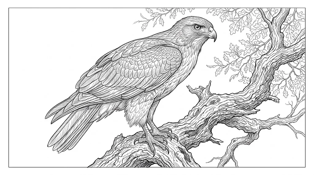 高齢者向け無料塗り絵：タカ（芸術家・A4印刷用）