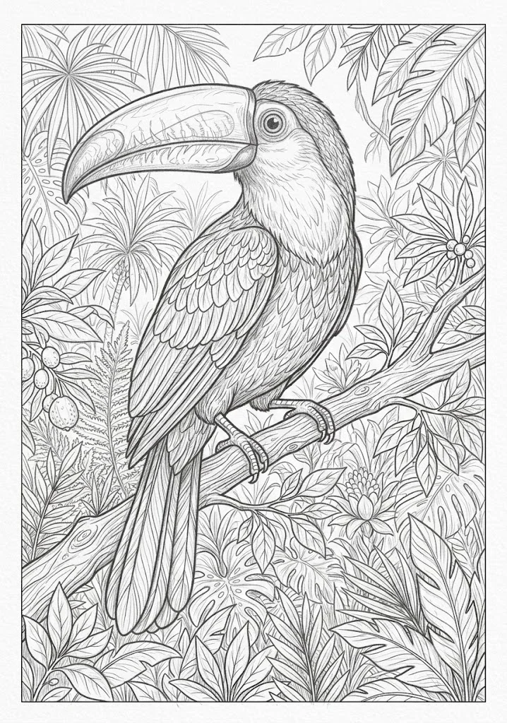 高齢者向け無料塗り絵：オオハシ（芸術家・A4印刷用）