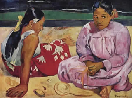 タヒチの女の塗り絵の塗り絵 完成見本