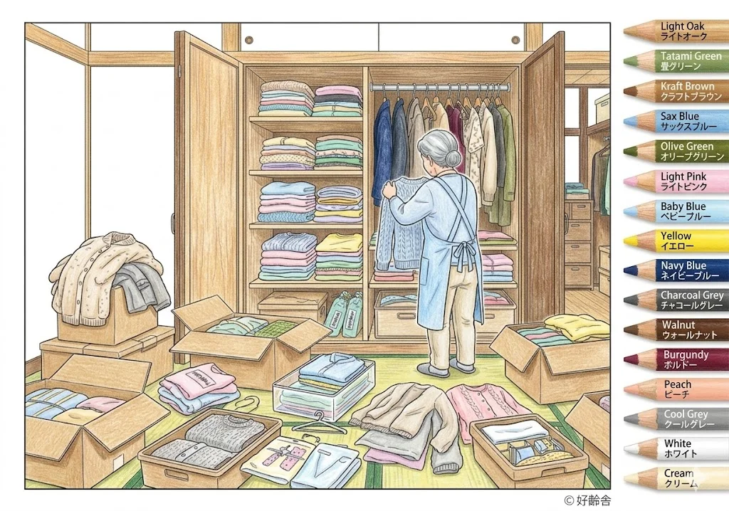 衣替えの塗り絵 完成見本（彩色の見本）