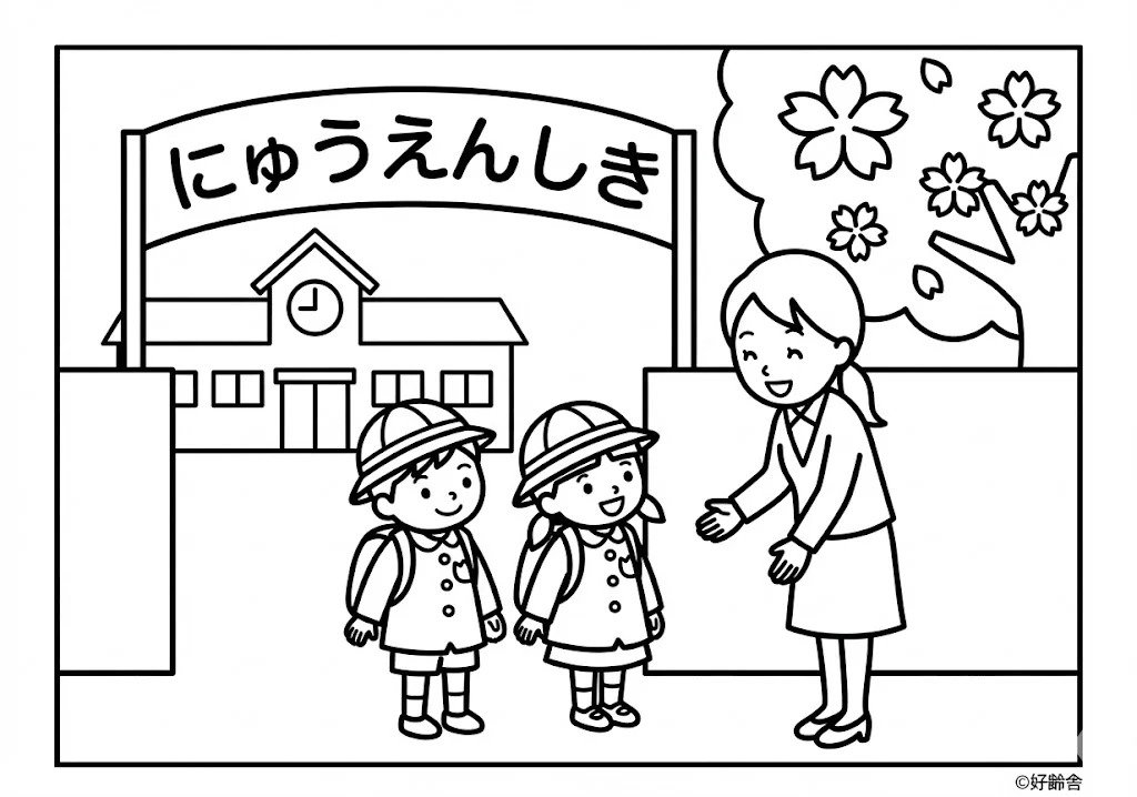 入学の塗り絵の塗り絵